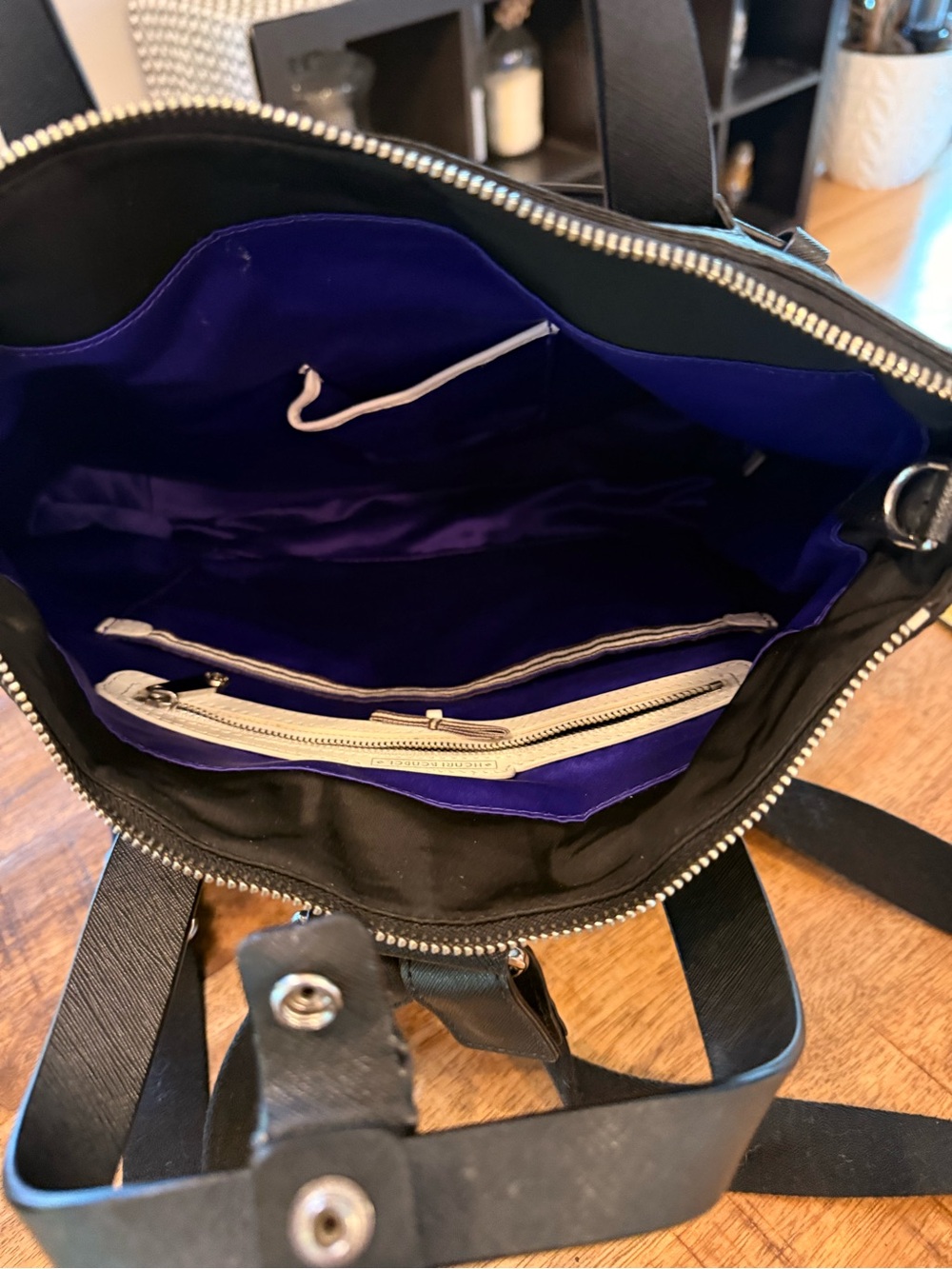 henri bendel Black Nylon Backpack Tote with Silver Hardware- perfect condition - Picture 5 of 10